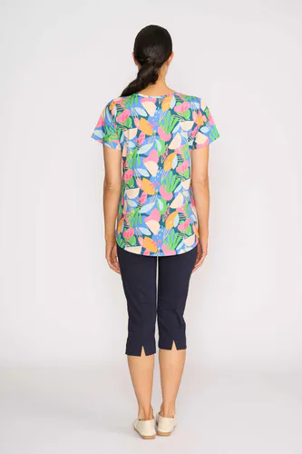 Model wearing True Navy Pant - 3/4 By Esplanade Available at Beetees Nelson